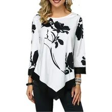 

New Spring 5XL Large Size Women T Shirt Casual Irregular O-Neck Lace Splice Floral Printing Tee Shirt Women's Tops Plus Size 4XL