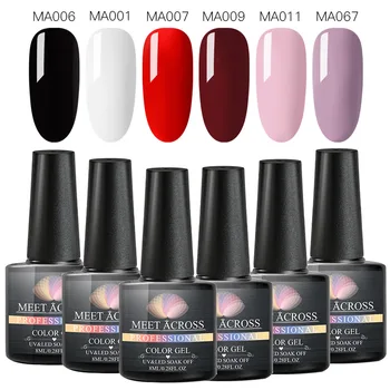 

MEET ACROSS 6pcs Gel Polish Nail Art Set For Manicure Hybrid Color Nail Gel Vernis Semi Permanent UV Gel Nail Polish Gel Varnish