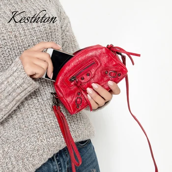 

Kesthton New Rivet Motorcycle Clutch Bag for Lady Tassel Mini Messenger Bags Pu Leather Crossbody Bags for Women Clutch Purse
