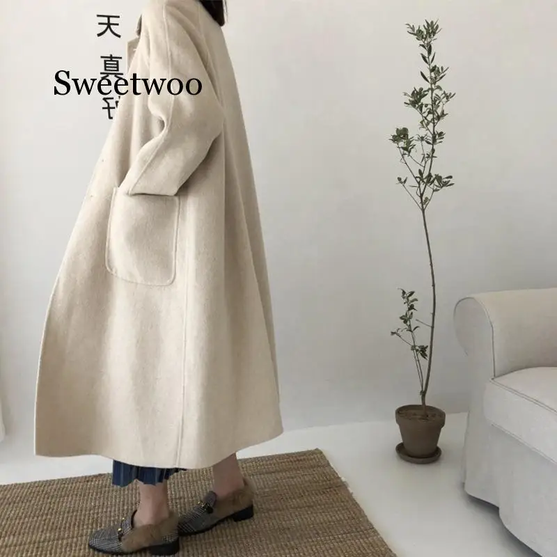 Winter coat women Fashion Cashmere Wool coat Outerwear Female long Thickening Warm Woolen Overcoat Women Trench Coat