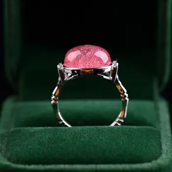 

Natural strawberry crystal ring gioielli in argento 925 anillas gioielli donna pierscionek anelli aros mujer aliança de namoro