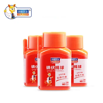 

3 bottles Disposable Medical Iodine Cotton Ball Disinfection Sterilization First Aid Kit Emergency Wounds Cleaning With Tweezers