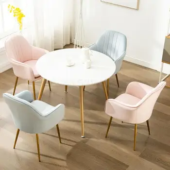 

Nordic Ins Simple Wrought Iron Casual Home Dining Chair Light Luxury Wind Beauty Net Red Chair Back Makeup Nail Chair