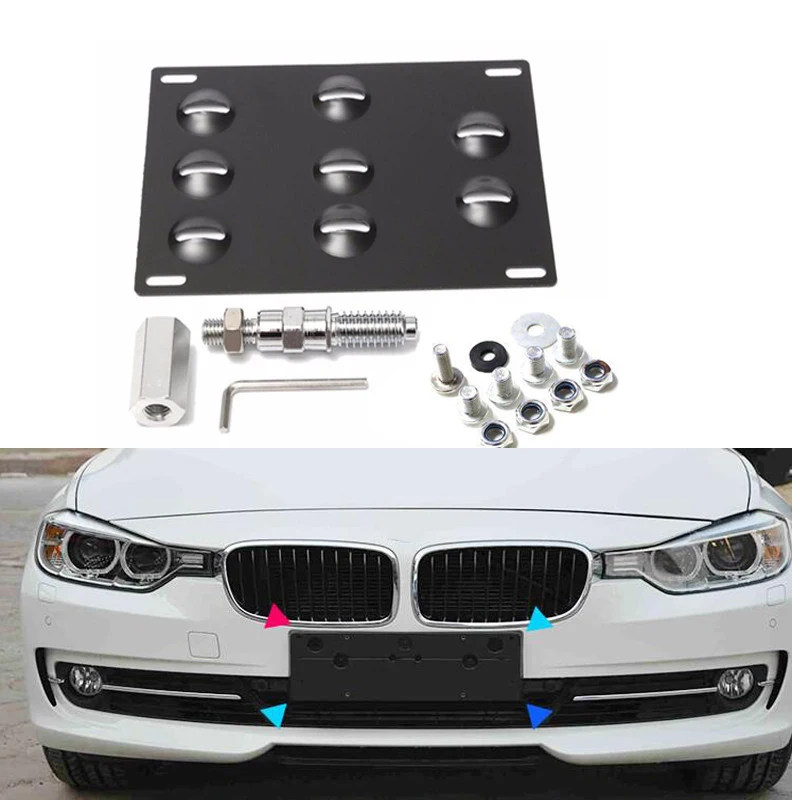 T6061 Aluminum Front Tow Hook License Plate Mounting Bracket Holder for For E90 E91 325i 330i 328i 335i 328i 328xi 335xi