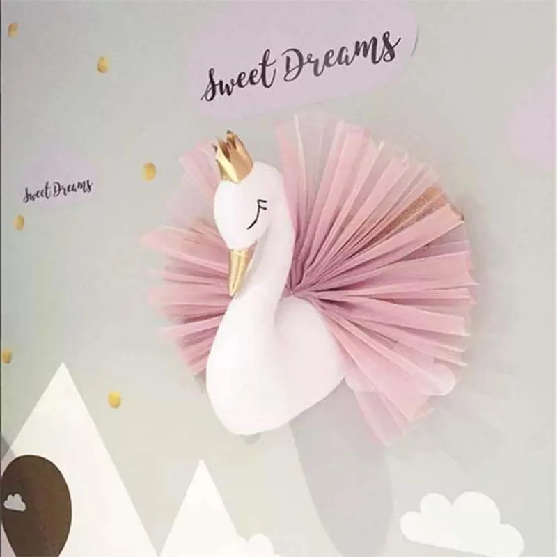 

Kids Room Decoration 3D Animal Heads Swan Wall Hanging Decor For Children Room Nursery Room Decoration Soft Install Game House