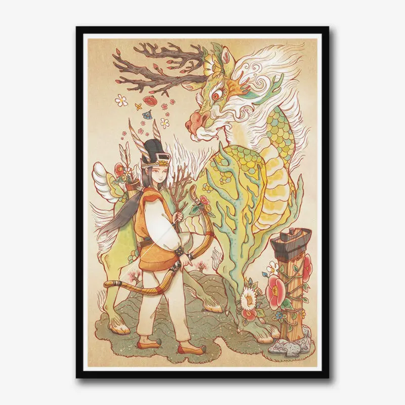 Korean illustration Vintage White Coated Paper Poster For Home Bar Living Decor high quality poster wall sticker Frameless