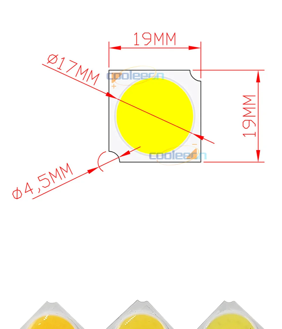 10pcs 19x19mm 10W 30W LED COB Chip On Board Light Bulb for DIY Floodlights Spotlight Downlight 19mm Square LED Lamp 30V 33V COB