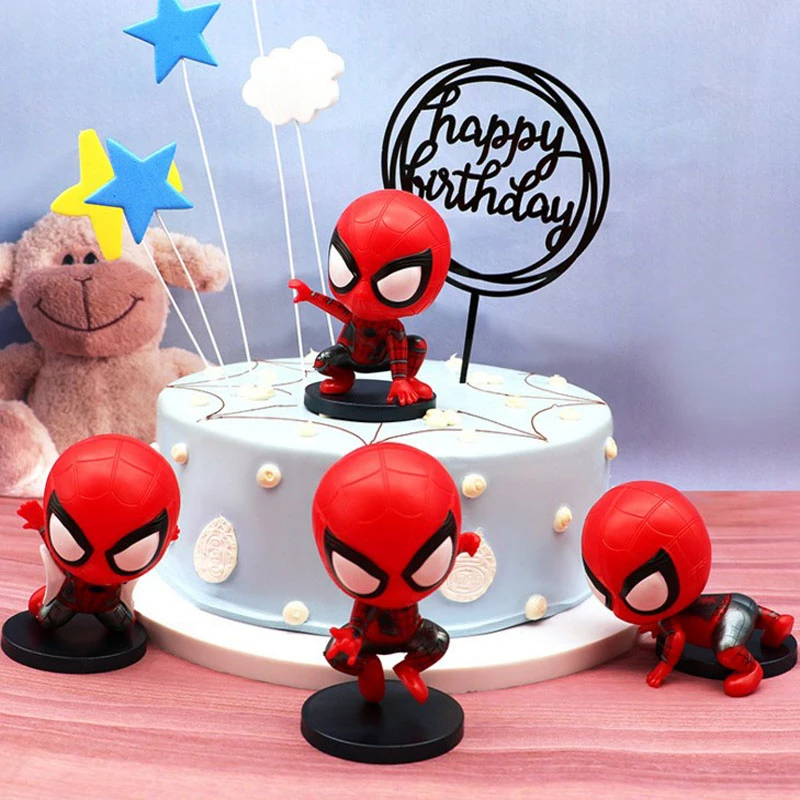 4 個かわいいかわいいスパイダーマンケーキトッパー子供少年誕生日ギフトおもちゃ Diy ケーキ装飾用品 Cake Decorating Supplies Aliexpress