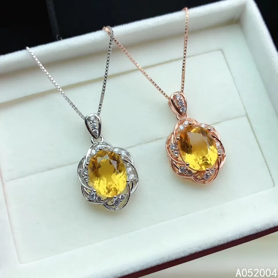 

KJJEAXCMY Fine Jewelry 925 Sterling Silver inlaid Citrine Female Miss Girl Woman Pendant Necklace trendy hot selling