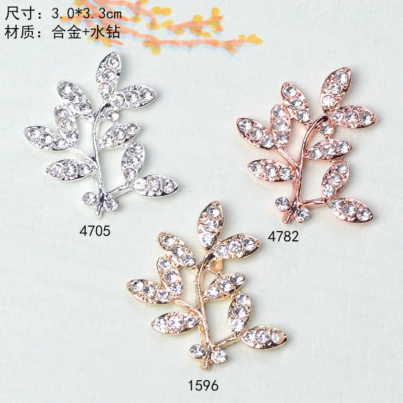 

50PCS 30*33mm Alloy Material Silver/Gold Tone Big Leaf Branch charm Pendant for Head DIY Wedding Jewelry Accessory Findings