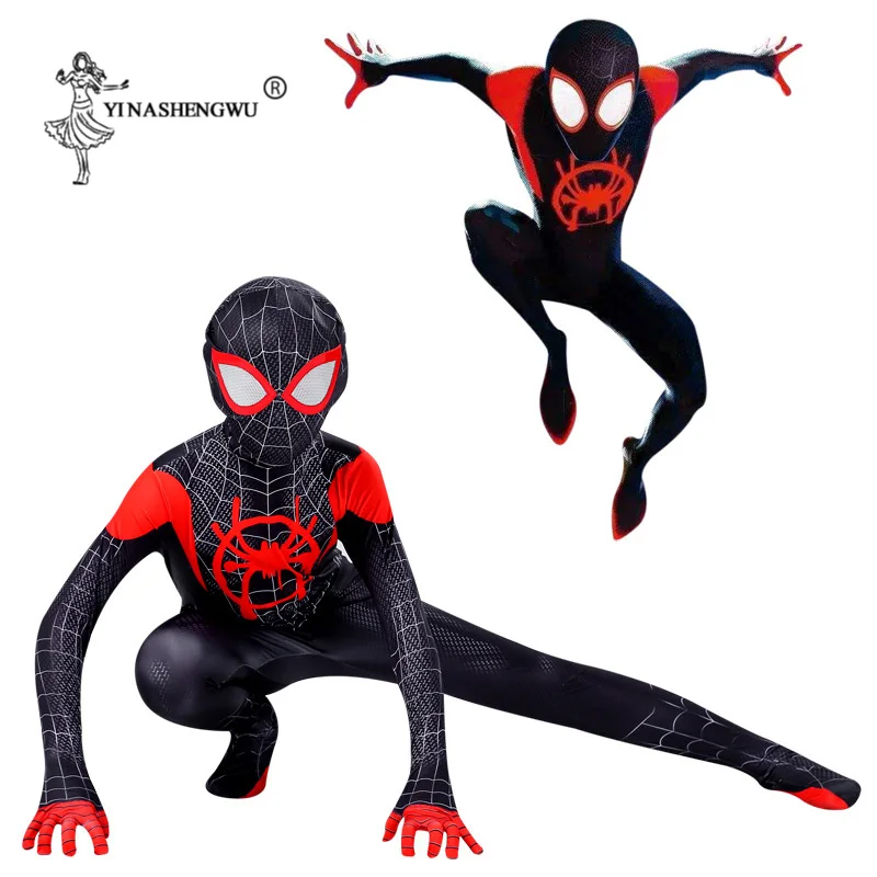 Костюм для косплея красный человек-паук для детей, комплект одежды человек-паук, костюм для Хэллоуина, костюм для костюмированной вечеринки для детей, аниме, косплей - Цвет: Miles