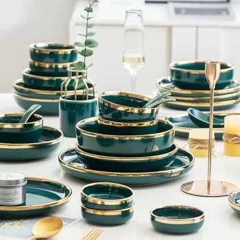 Green Gold Dinnerware Set 1