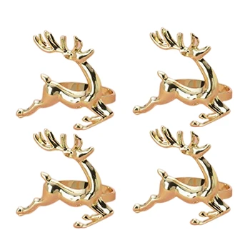 

4 Pcs Alloy Napkin Rings Deer Napkin Holders Adornment Exquisite Household Napkins Rings Set for Casual or Formal Occasions Dinn