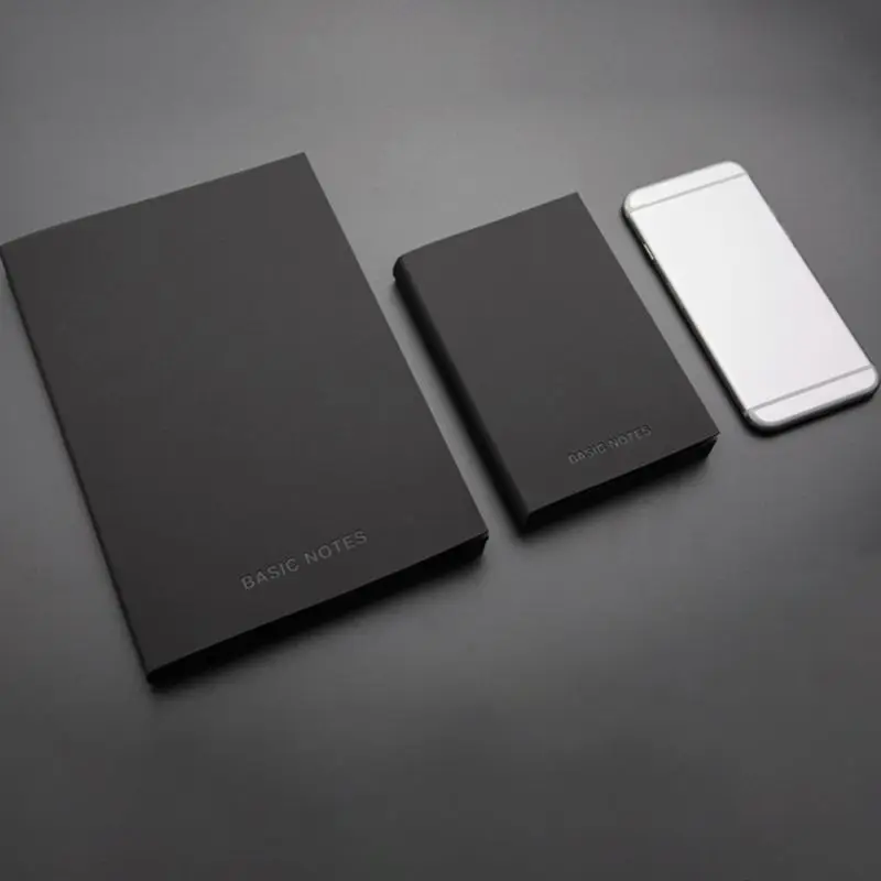 Creative Notebook Black Leather Cover Notepad Diary Planner Business Style Blank Line Pages School Office Supplies