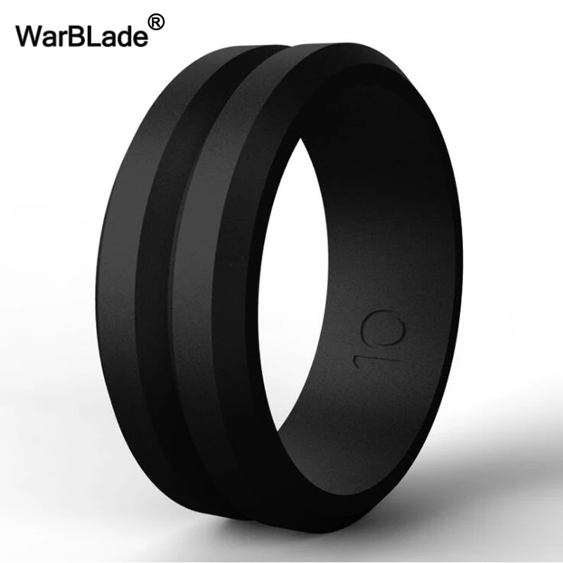 WarBLade New Food Grade FDA Silicone Rings 8mm V-groove Men Wedding Rubber Bands Hypoallergenic Flexible Silicone Finger Ring 2