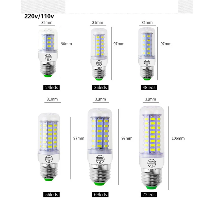 Светодиодная лампа 220 В кукурузная теплый белый холодный 24 36 48 56 69 72 LED Bulbfor для