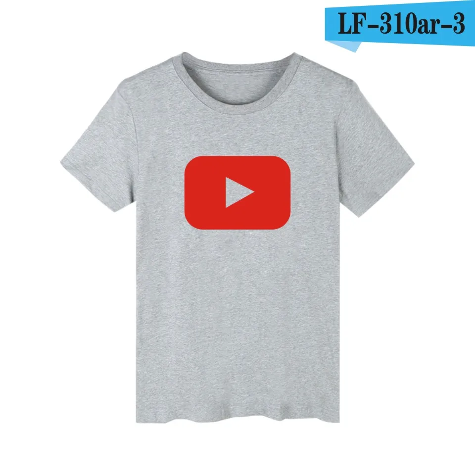 gray shirt Забавная футболка с логотипом Youtube, хлопковая Футболка с черно-белым принтом, Мужская/женская футболка, футболка, Топы, Youtube, простая Рабочая одежда - Цвет: gray shirt