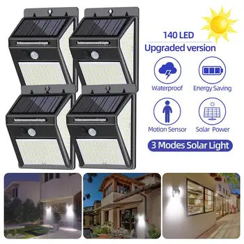 

140 LED Solar Light Outdoor Solar Lamp PIR Motion Sensor Solar Powered Sunlight Street Light Yard Light for Garden