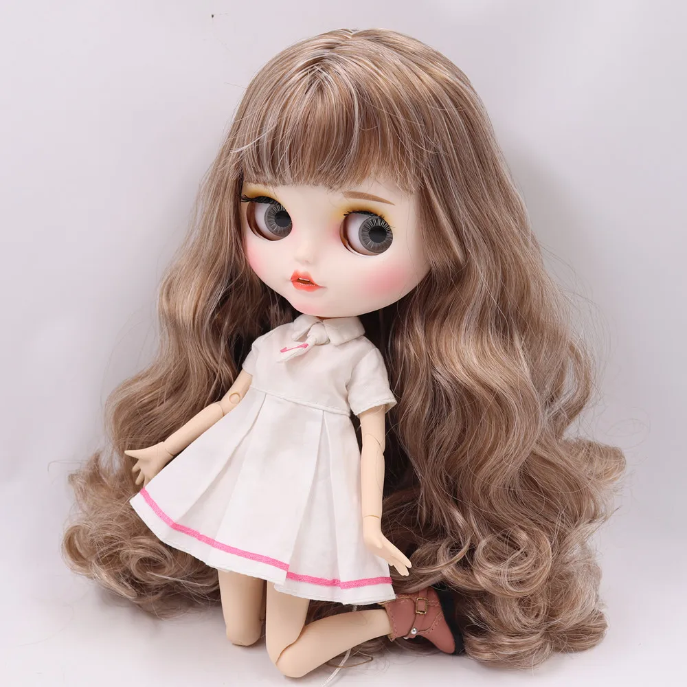 Ледяной обнаженный Blyth кукла No. BL340/9158 коричневый микс серые волосы резные губы пупырчатая рот матовые индивидуальные лица соединение тела 1/6 bjd