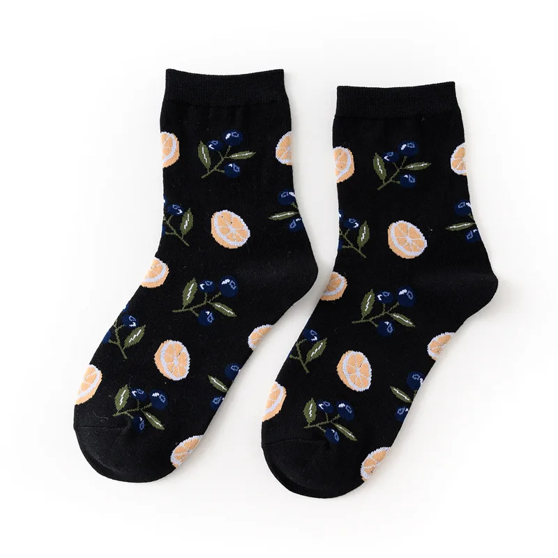 Корейские женские носки для девочек фруктовый лимон авокадо ананас черешня голубика оранжевый гардиас банан Фламинго плюшевые мягкие носки