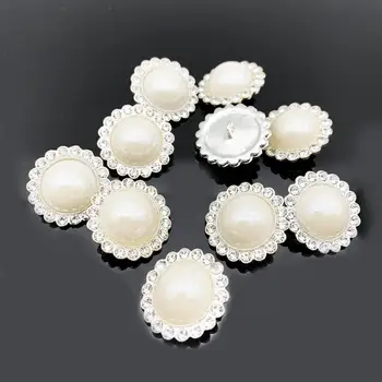 

2020New 100pcs Rhinestones Pearl Center Round Shank Button for For DIY Apparel Decoration Buttons or Hair Accessories JC04