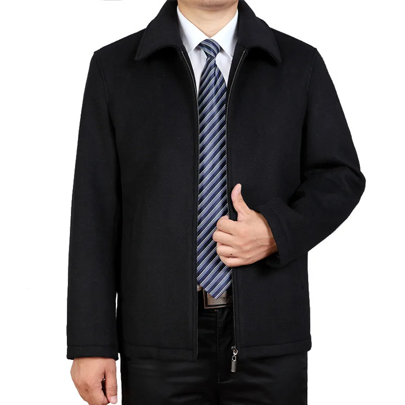 Casual Men's Jackets Spring Cashmere Jacket Men Woolen Coat Turn-down Collar Zipper Overcoat Wool Blends Male Coats | Мужская одежда