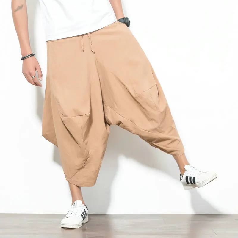 

Autumn New Men's Chinese Style Summer Pants New Casual Leg-Wide Nepalese Flashlight Loose Cropped Streetwear Pants