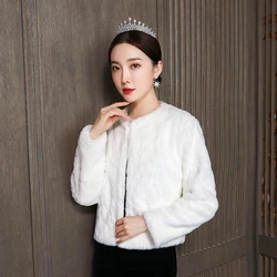2020 Hot Sale Fur Wedding Wraps Women Winter Bridal Fur Jacket Warm Fur Bridal Jacket Elegant Evening Coat