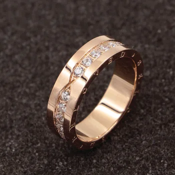 

Cool Belove Ring CNC Micro Diamond Set Rose Gold Couple Rings Ring Men Titanium Steel Ring