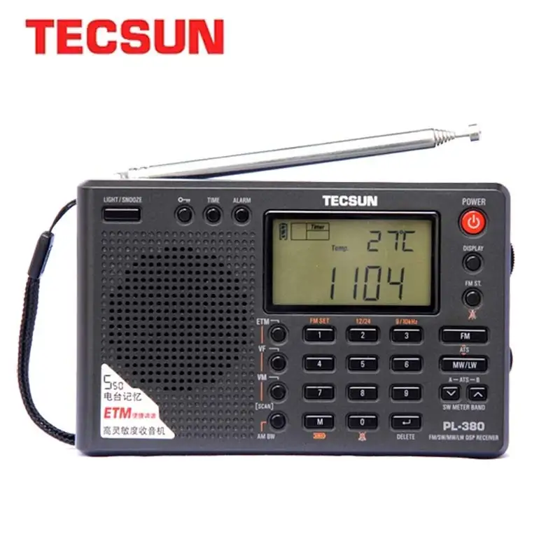 Tecsun PL 380 полнодиапазонная радио Цифровая Демодуляция стерео PLL портативное FM