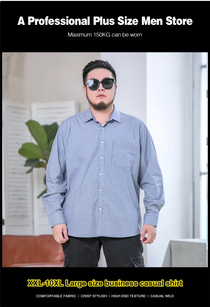 Большие размеры 5XL 6XL 7XL 8XL 9XL 10XL мужская хлопковая Тонкая Клетчатая Рубашка деловые повседневные свободные прямого кроя брендовые рубашки с длинными рукавами мужские