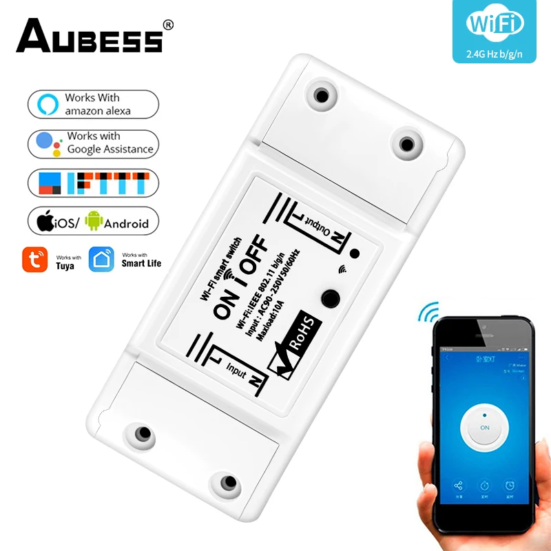 10A Diy Tuya Wifi Smart Light Switch Universal Breaker Module Timer Telecomando Wireless Per Alexa Google Home Smart Life App