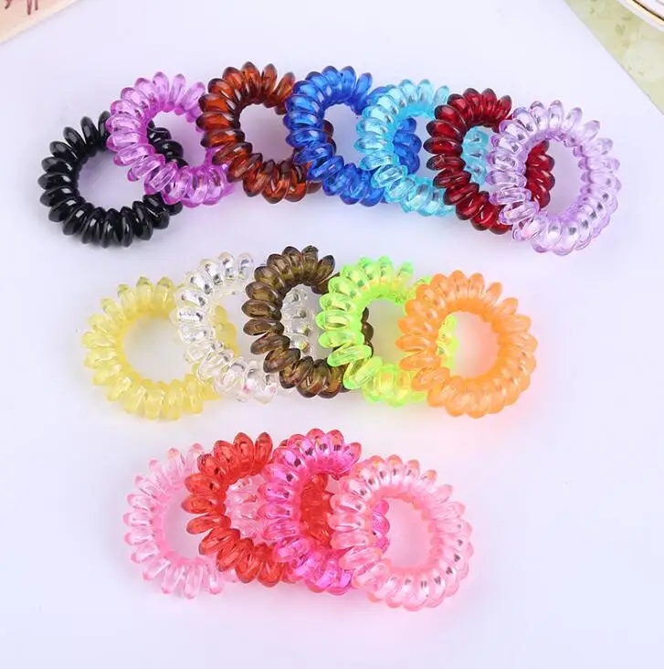 10 PCS Telephone Line Cord Traceless Rubber Band Brown Coffee Black Clear Colorful hair Gum Elastic Hair Band For Girls Women designer hair clips Hair Accessories