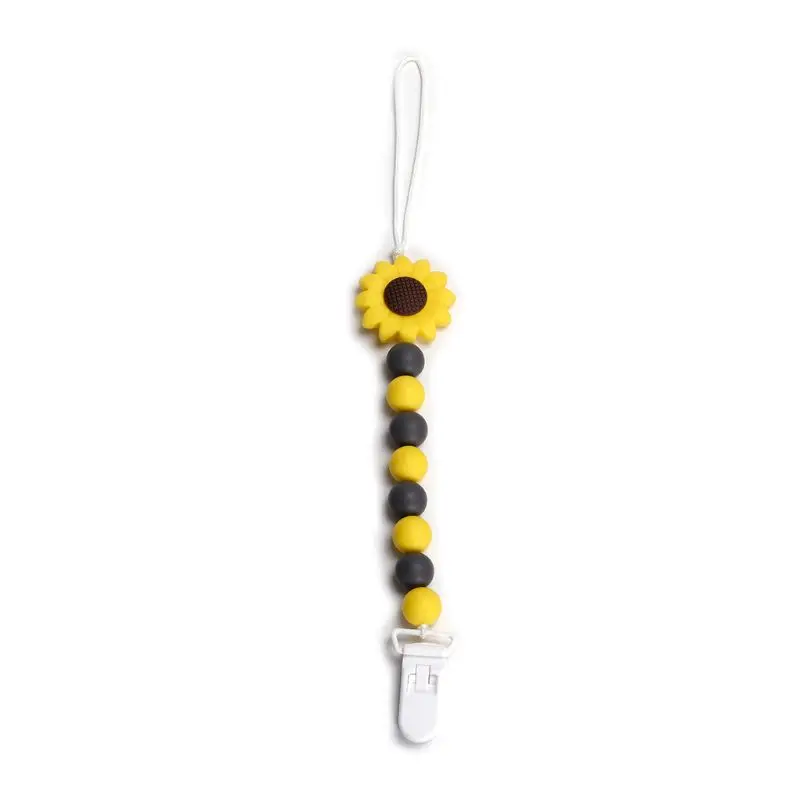 Sunflower Chain Appease Pacifier Infant Nipple Feeding Anti-fall Clip Chew Toy