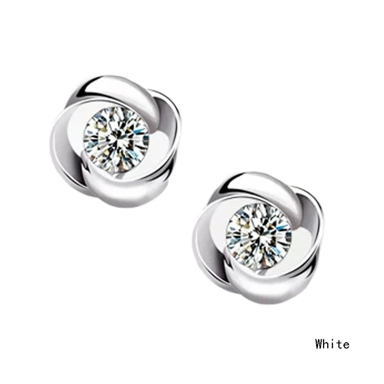New Fashion Women Luxury Crystal Earring Rotation Love Design Rhinestone Silver plated Stud Earrings Female Jewelry Wholesale