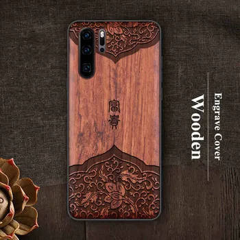 

Wooden Hard For Huawei P30 Case p30pro Pro back Cover matte engrave carving Protective case For Huawei p30 Lite wood cases cover