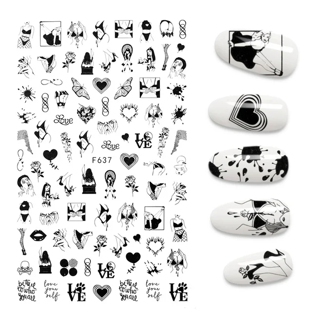 3D Nail Stickers Leaves Butterfly Panda Love Heart Design Stickers For Nails Manicure Foil Nail Art Decor pegatinas para uñas A140228