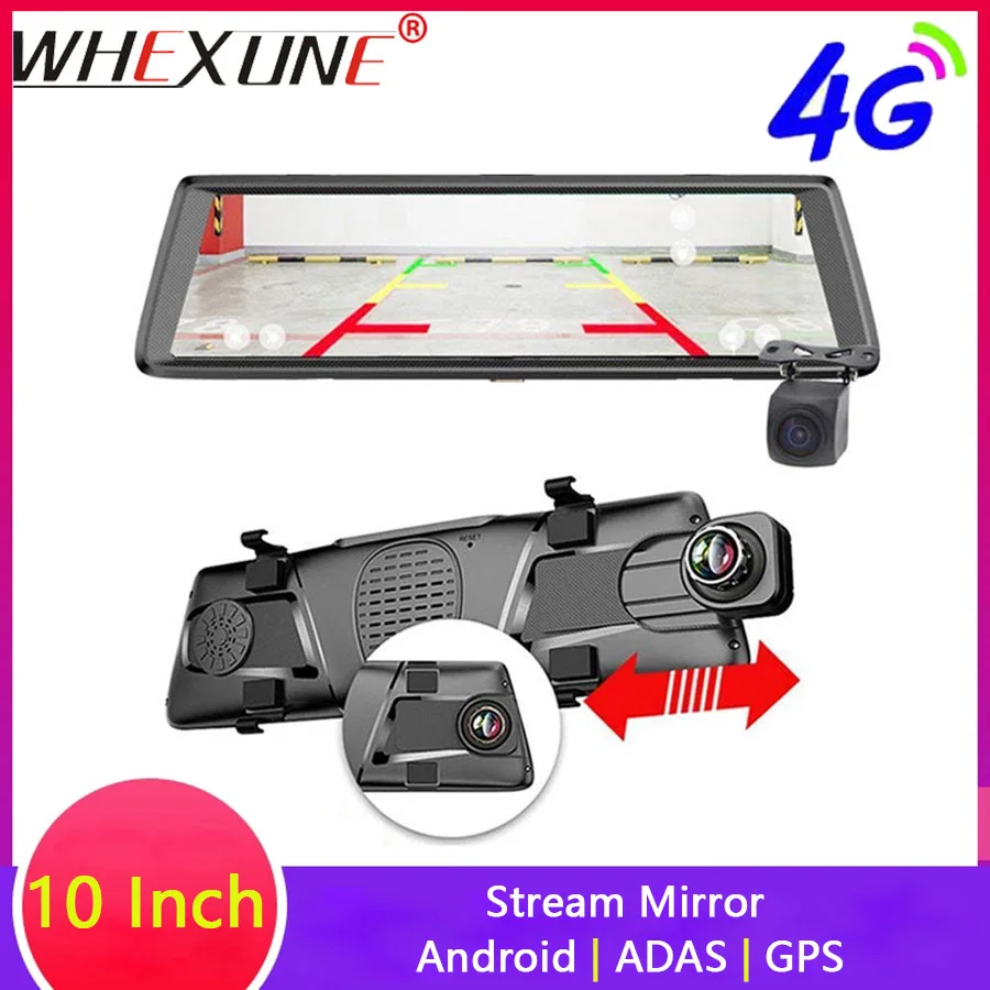 WHEXUNE 4G Android 10\ IPS Rearview Mirror Video Recorder Full HD 1080P Car DVR Camera GPS Nav Maps Night Vision WiFi Dash Cam