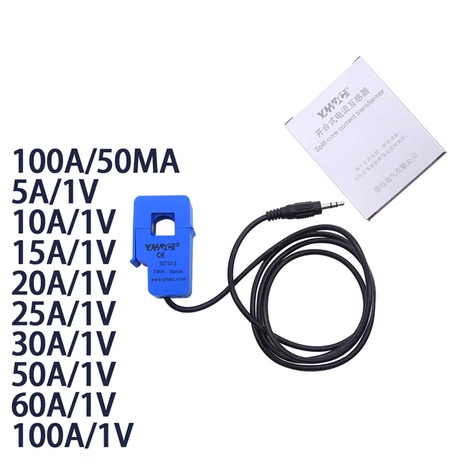 Capteur De Courant SCT-013-000 20A 1V - Transformateur à Pince Non Invasive Pour Arduino, Monitoring énergie - Cœur Divisé