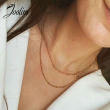 

Joolim High End Gold Finish Dainty Bead Dainty Layered Necklace Stainless Steel Chain Necklace