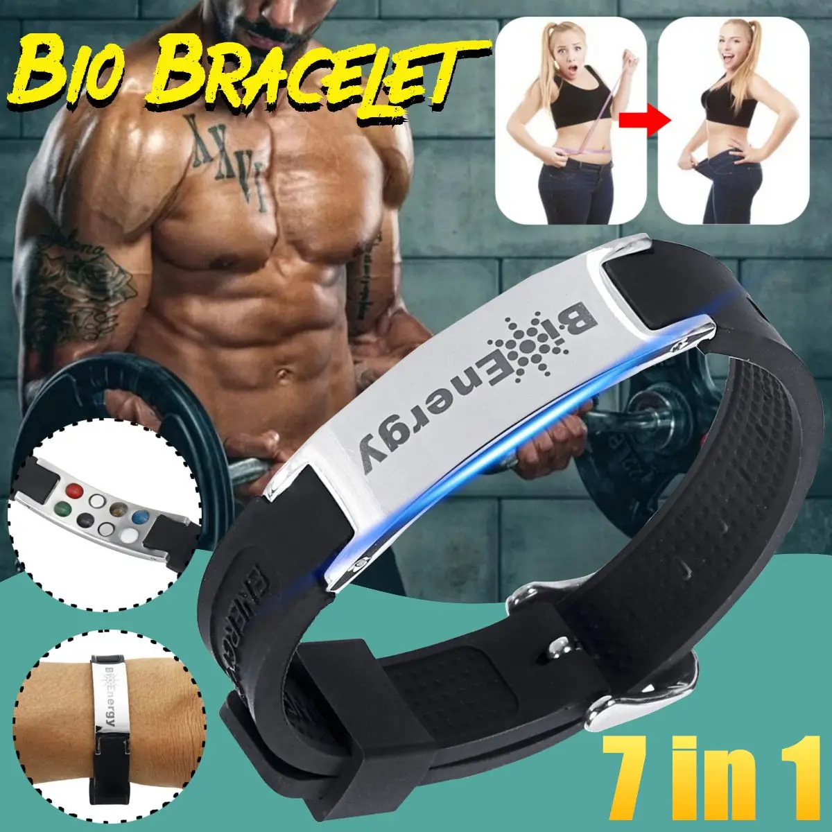 New 7 in 1 Titanium Energy Armband Power Bio Bracelet Health
