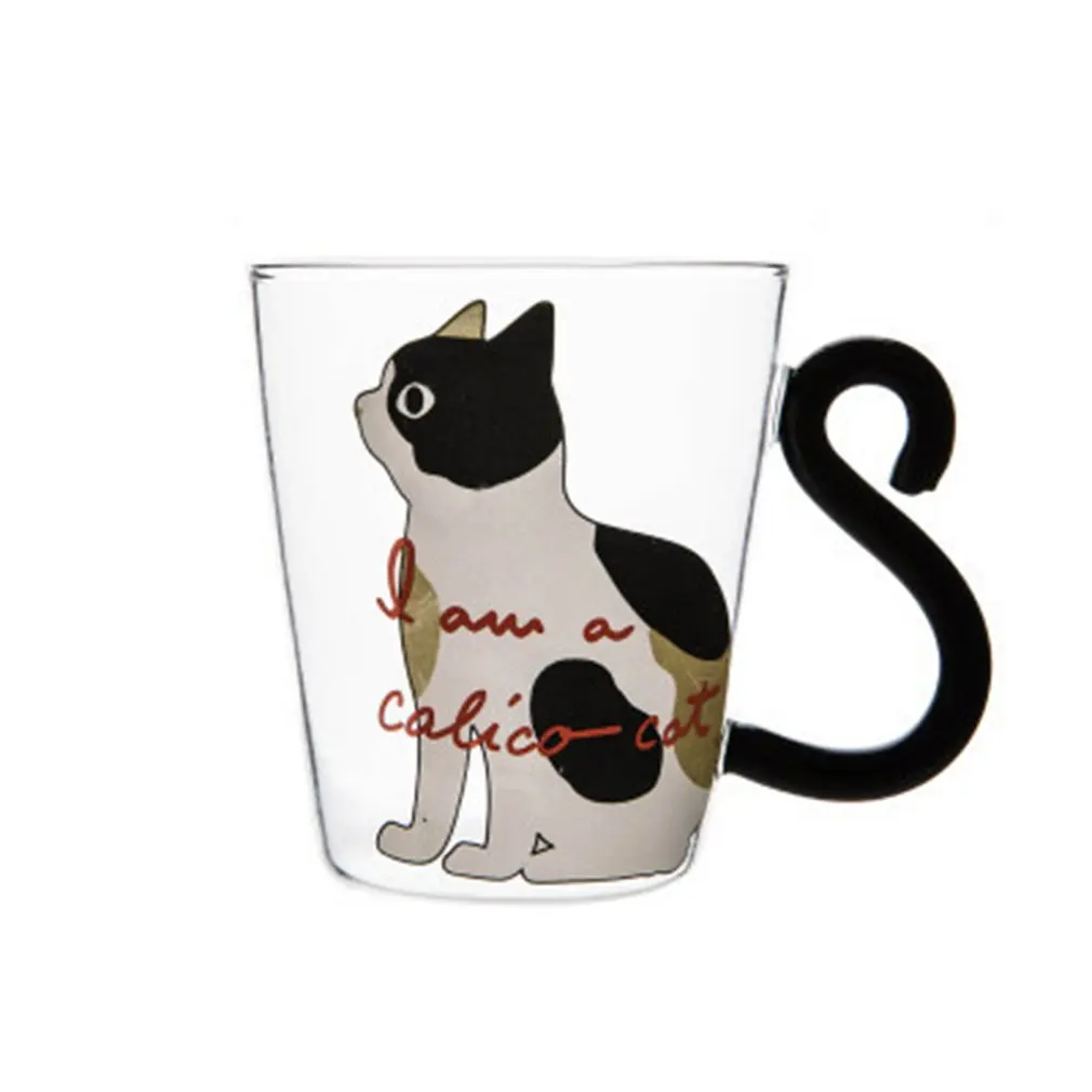 

Creative Cat Heat-resistant Non-toxic Safe Cat Tail Handle Cute Model Coffee Milk Design Exquisite Glass White Cat Cup
