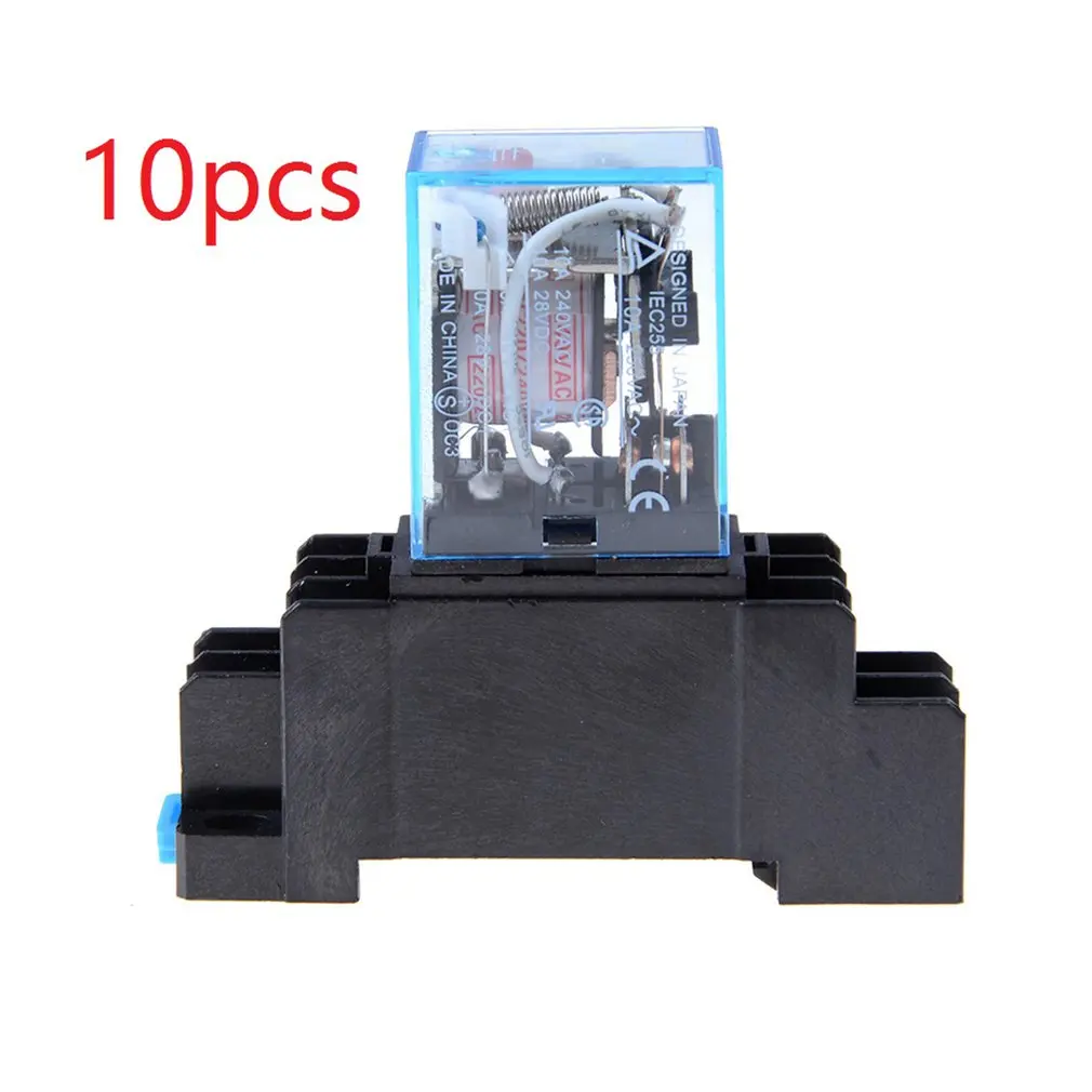 

10pcs Durable 12v DC 220v AC Coil Power Relay LY2NJ DPDT Socket Base With 8 Pin HH62P JQX-13F OK