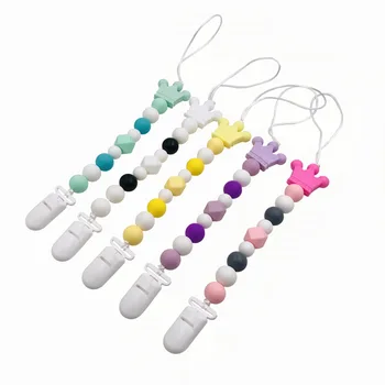 

Handmade Pacifier Clips Baby Wooden Pacifier Clip Holder Chain Silicone Pacifier Chains Newborn Pacifier Chain