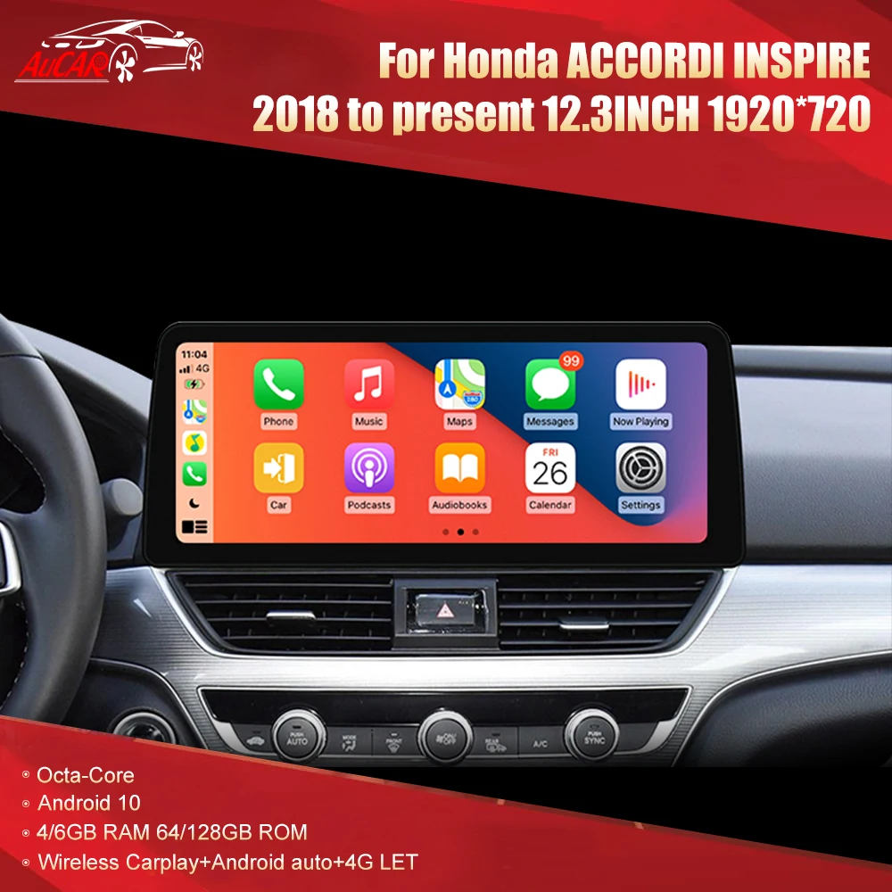 Головное устройство Aucar Android 12 3 для Honda accord 10 gen 2018-2021 радио gps-навигация