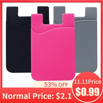 

Universal Rubber Silicone Wallet ID Card Holder Sleeve Stick Adhesive Case for Mobile Phone