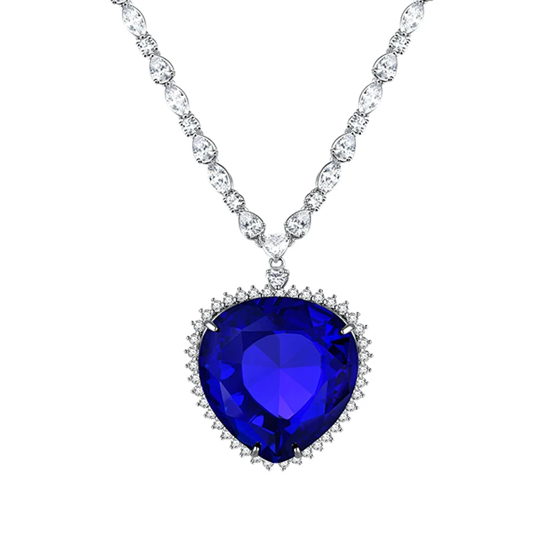 Ocean Necklace Dark Blue Heart Pendant 