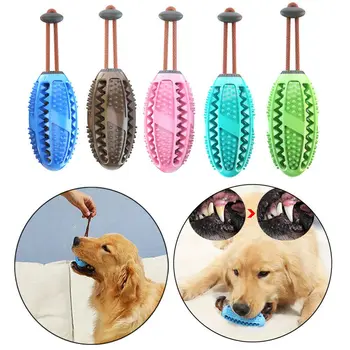 

Pet Dog Molar Chew Toys Ball Toothbrush with Rope Nontoxic Bite Resistant Food Dispensing Biting Toy Cat Leak Food Chewing Ball