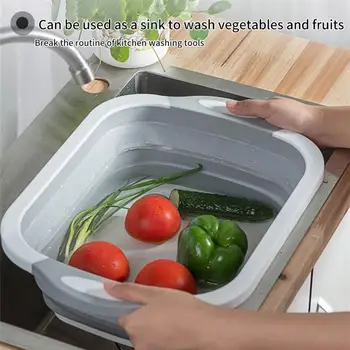 

4 IN 1 Wash Vegetable Fruit Basket Foldable Portable Camping Fishing Kitchen Bath Cleaning Tools Outdoor Accessories