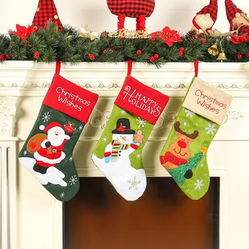 

2020 New Christmas Ornaments Large Christmas Stocking Embroidered Christmas Decoration Stocking Christmas Stocking Decoration